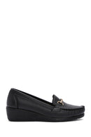 Women's Black Wedge Heel Loafer | Derimod