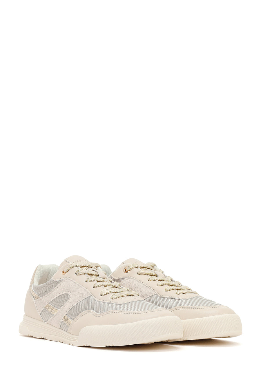 Kadın Bej Bağcıklı Sneaker
