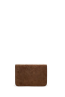 Woman Tan Long-Strap Suede Crossbody Bag | Derimod