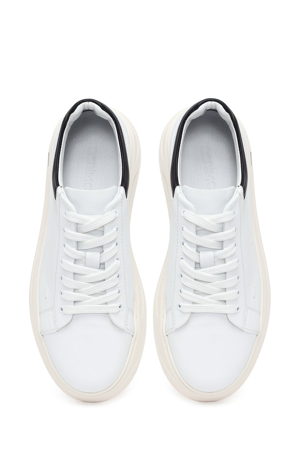 Erkek Beyaz Bağcıklı Deri Sneaker