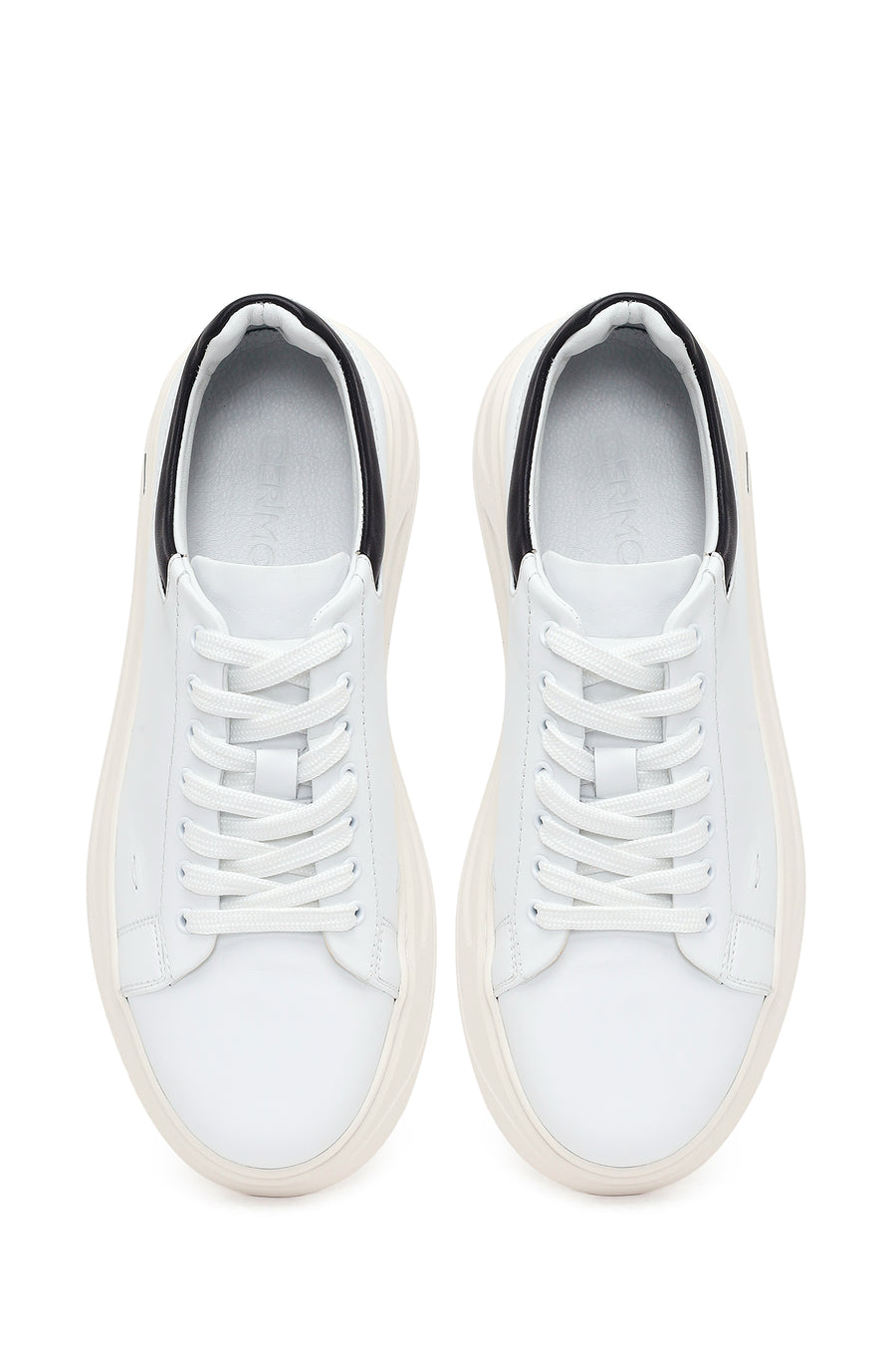Erkek Beyaz Bağcıklı Deri Sneaker
