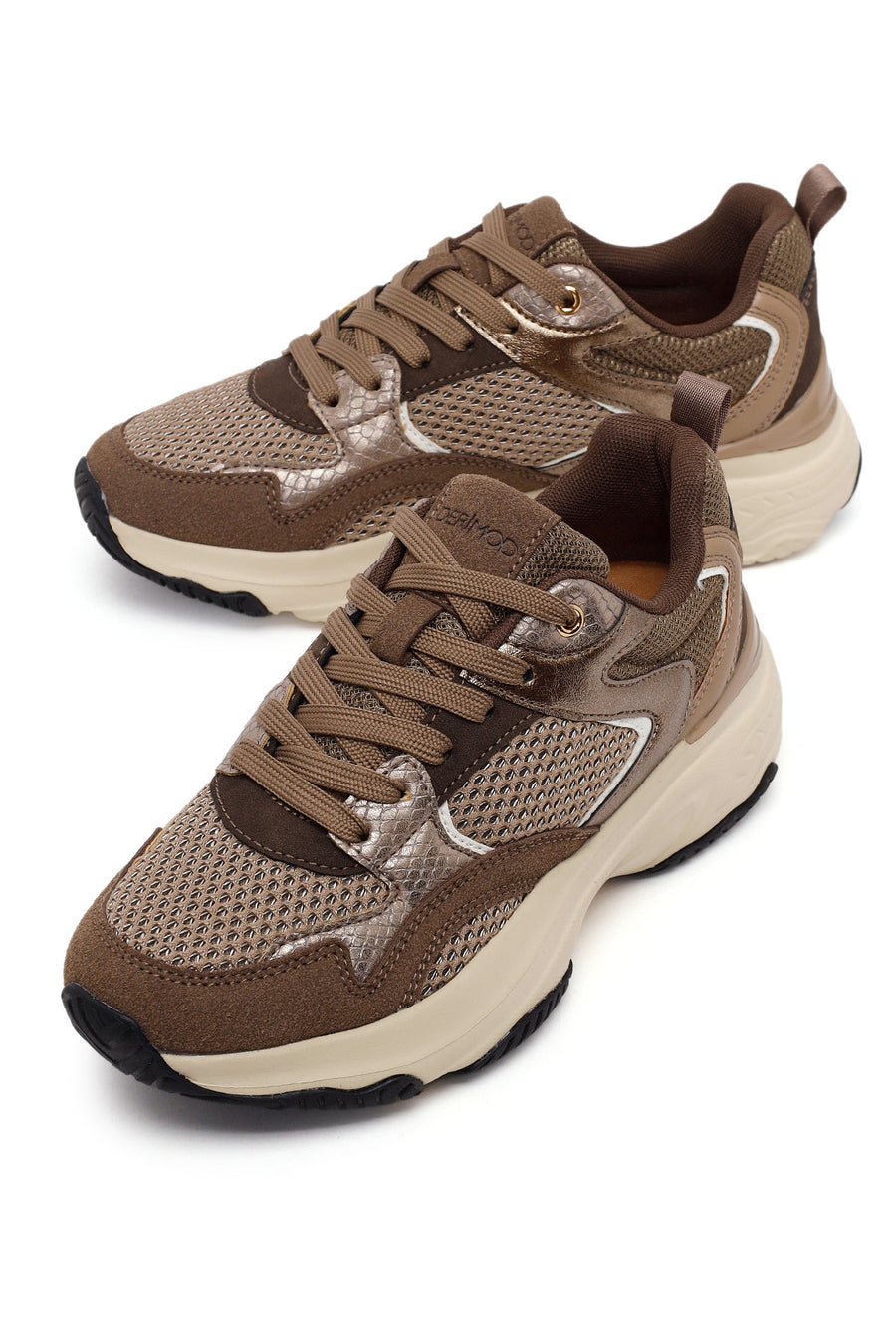 Kadın Bronz Bağcıklı Kalın Tabanlı Sneaker
