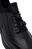 Male Black Lace-Up Thick-Soled Leather Casual Sneaker | Derimod
