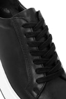 Erkek Siyah Bağcıklı Deri Sneaker | Derimod
