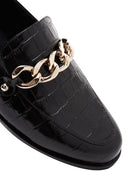 Kadın Siyah Deri Kroko Klasik Loafer | Derimod