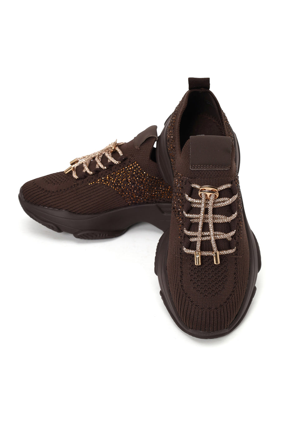 Derimod Zero Kadın Kahverengi Bağcıklı Taş Detaylı Kumaş Sneaker
