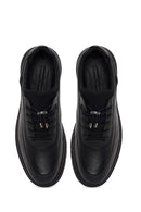 Erkek Siyah Bağcıklı Deri Casual Sneaker | Derimod