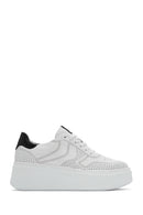 Kadın Beyaz Bağcıklı Kalın Tabanlı Deri Sneaker | Derimod