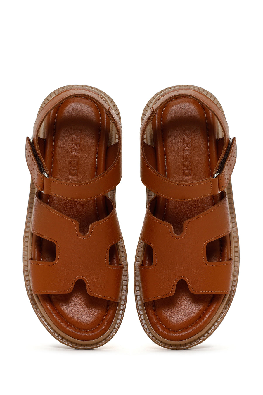 Kadın Taba Deri Comfort Sandalet