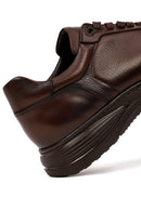 Erkek Kahverengi Bağcıklı Deri Sneaker | Derimod