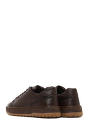 Erkek Kahverengi Bağcıklı Deri Sneaker | Derimod