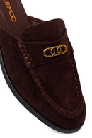 Woman Brown Suede Slipper | Derimod