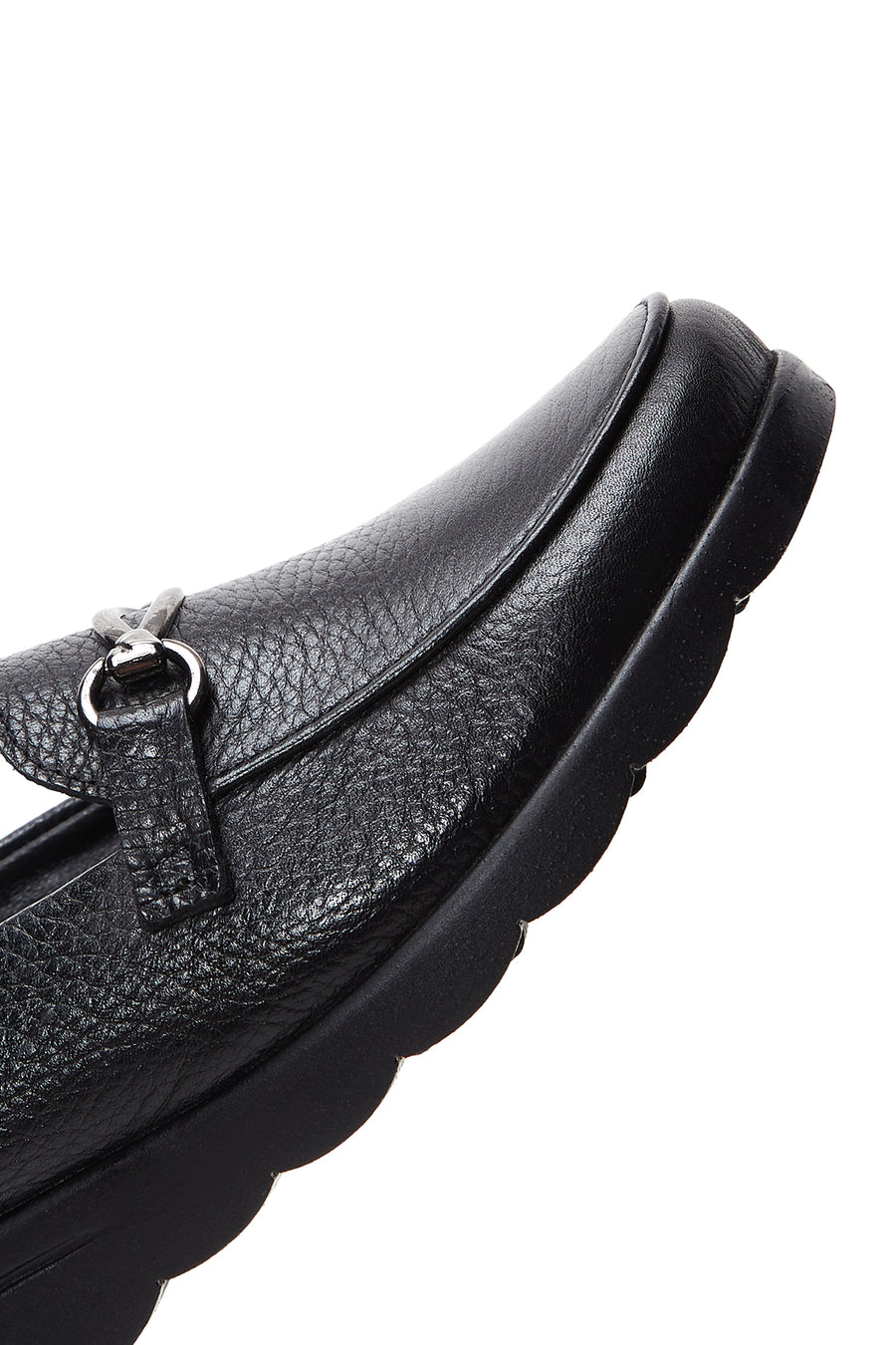 Kadın Siyah Deri Dolgu Topuklu Loafer