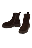 Woman Brown Zip Closure Thick-Soled Suede Boots | Derimod