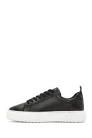 Erkek Siyah Bağcıklı Deri Sneaker | Derimod