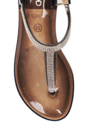 Women's Black Transparent Stone Flip Flops Sandals | Derimod