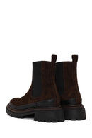 Woman Brown Thick-Soled Suede Chelsea Boots | Derimod