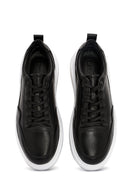 Erkek Siyah Bağcıklı Deri Sneaker | Derimod