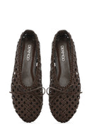 Women's Brown Braided Ballerina | Derimod