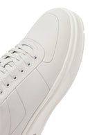 Erkek Beyaz Bağcıklı Kalın Tabanlı Deri Sneaker | Derimod