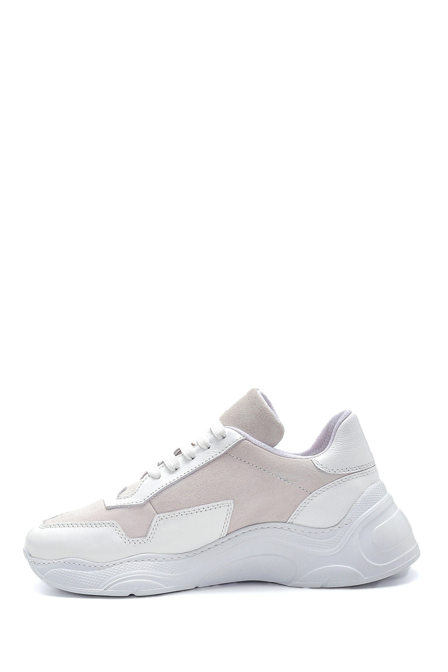 Kadın Beyaz Deri Yüksek Taban Sneaker