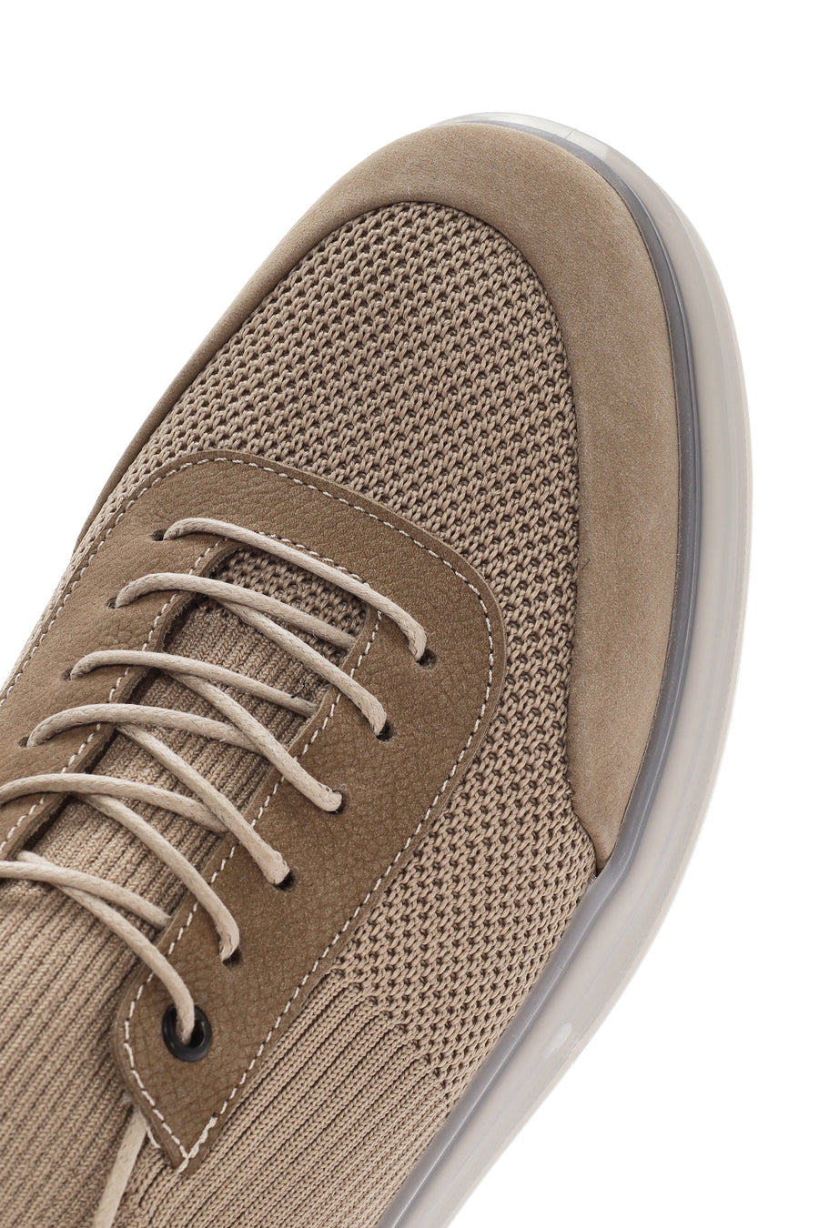 Erkek Vizon Kalın Tabanlı Bağcıklı Kumaş Sneaker