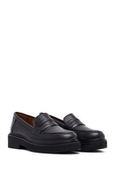 Woman Black Leather Masculine Loafer | Derimod