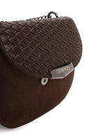 Woman Brown Chain Long-Strap Braided Crossbody Bag | Derimod