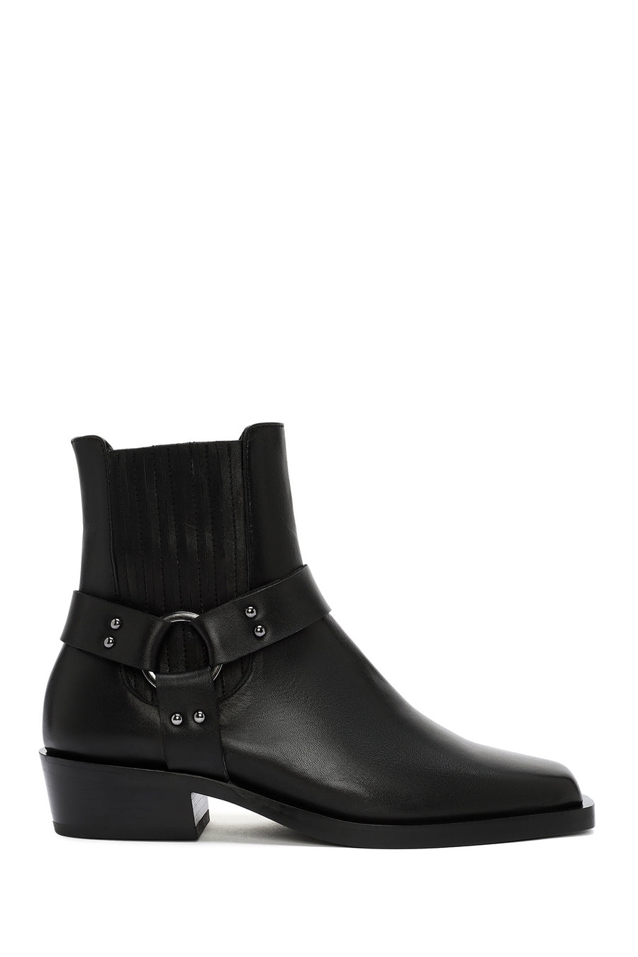 Women's Black Buckle Detailed Leather Cowboy Boots 24WFD151818 | Derimod