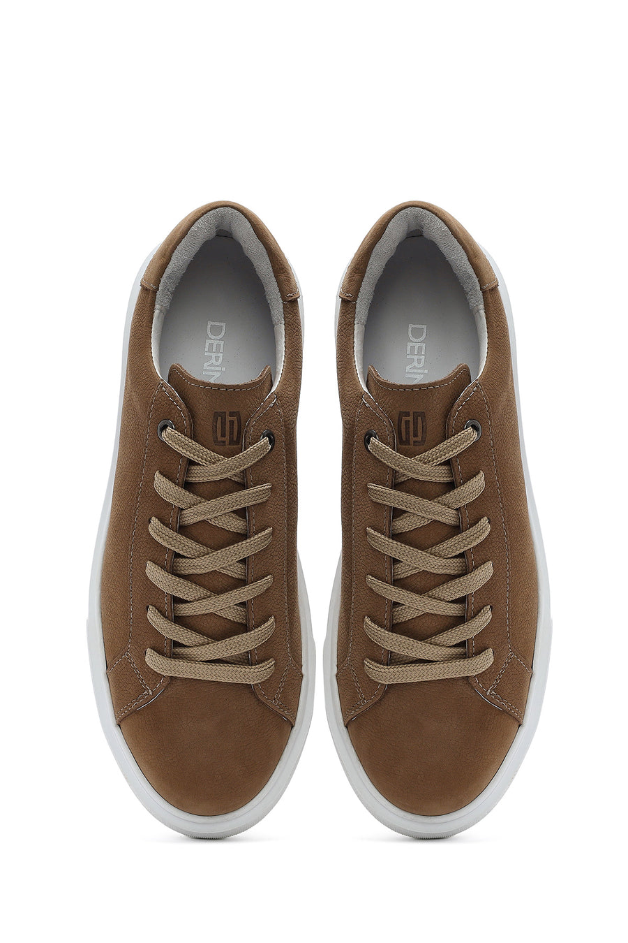 Erkek Vizon Bağcıklı Nubuk Deri Sneaker