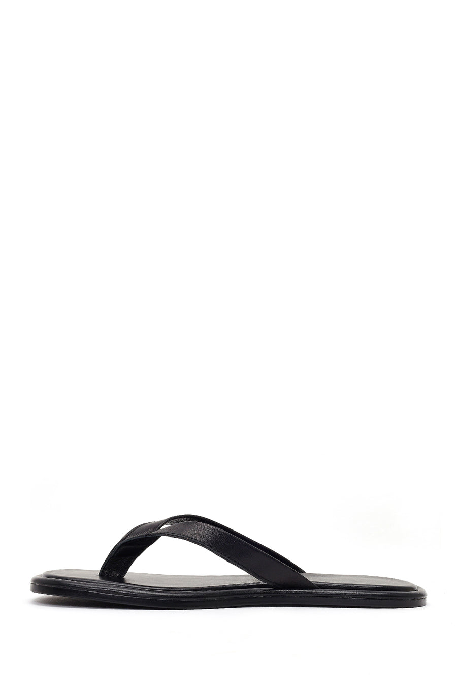 Woman Black Leather Flip-Flops