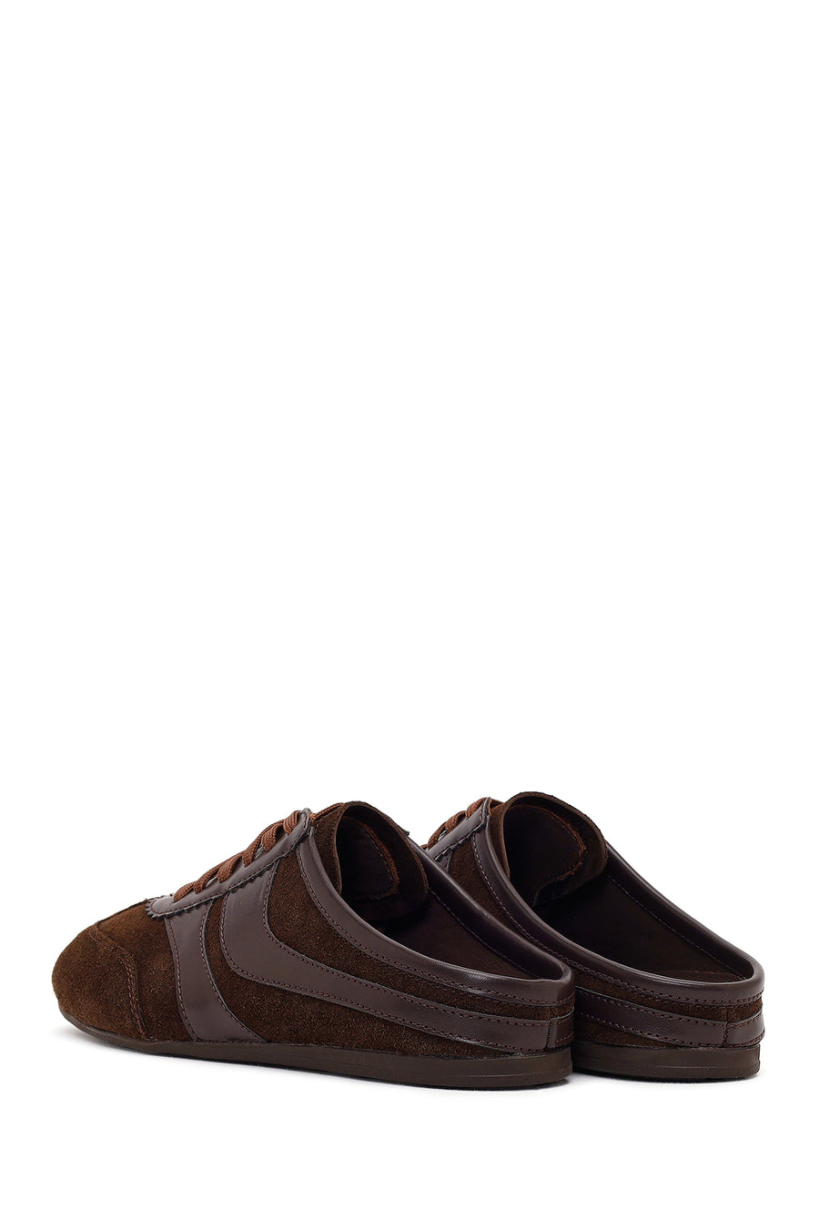 Kadın Kahverengi Mule Arkası Açık Süet Deri Sneaker