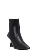 Women's Black Zippered Stone Detailed Heeled Boot | Derimod