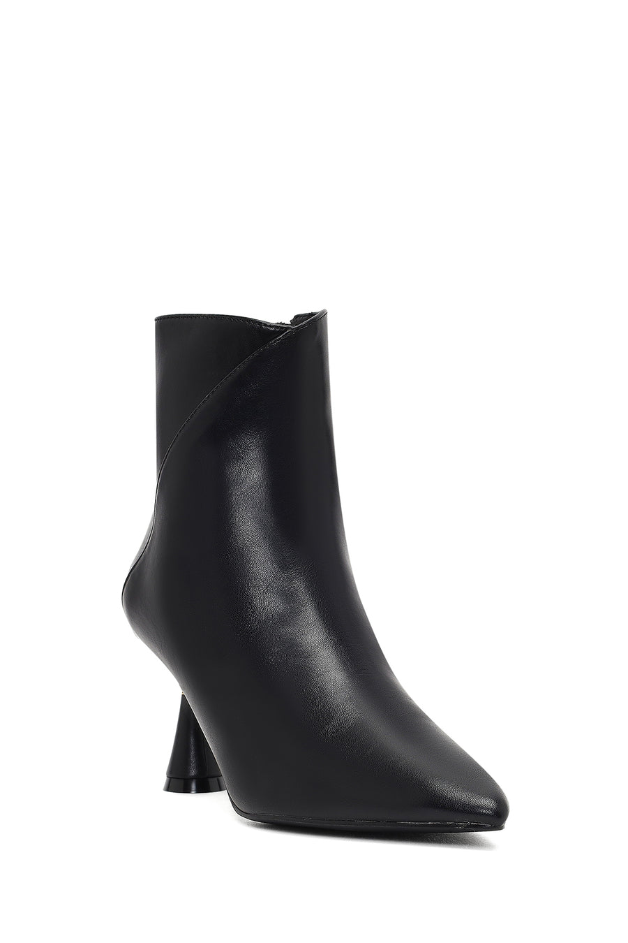 Women's Black Zippered Stone Detailed Heeled Boot