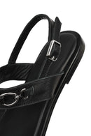 Women's Black Buckle Thong Leather Sandals | Derimod