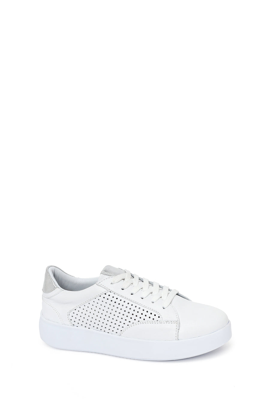 Kadın Beyaz Bağcıklı Deri Sneaker