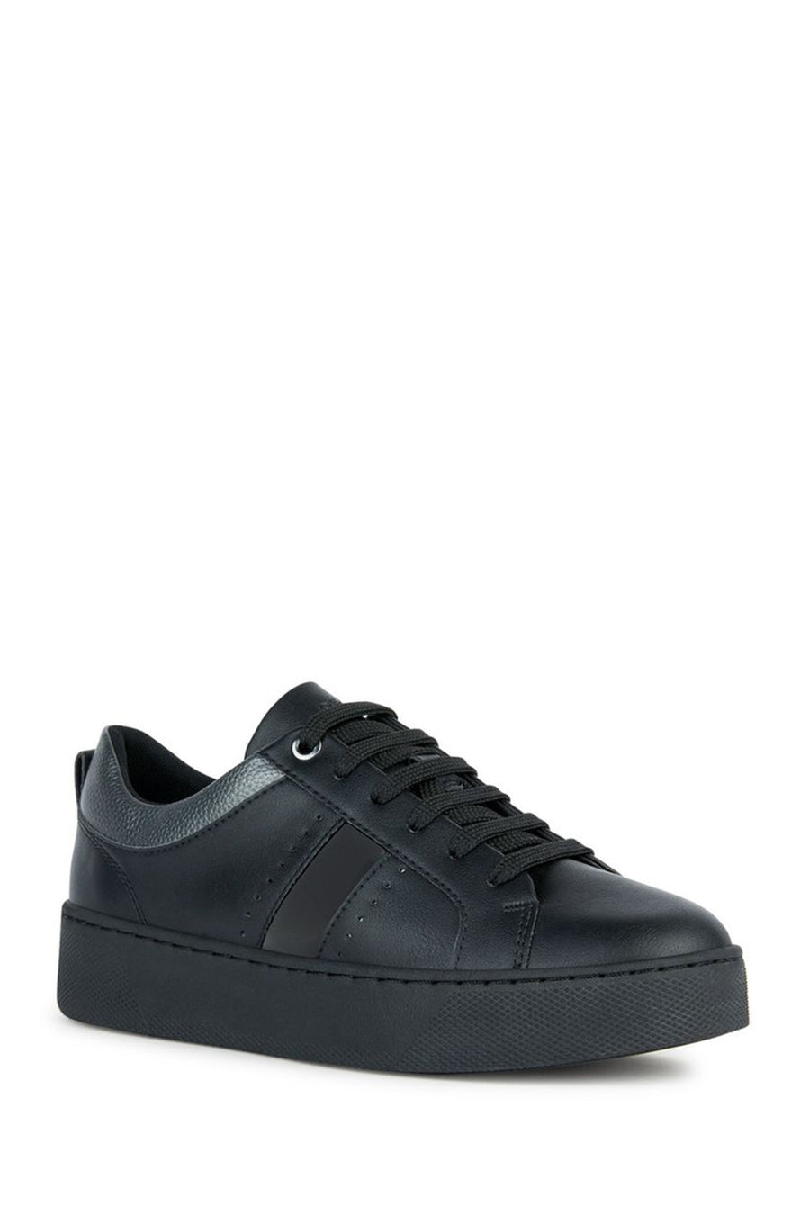 Geox Women's Black D Skyely Lace-up Leather Sneaker
