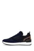 Erkek Lacivert Bağcıklı Deri Casual Sneaker | Derimod