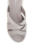 Women's Gray Leather Comfort Slippers | Derimod