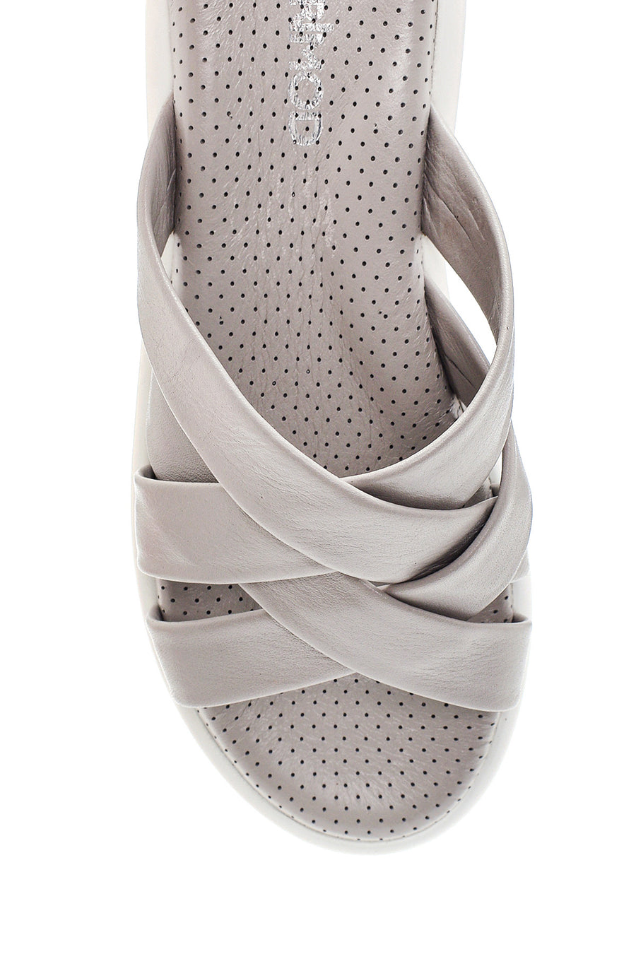 Women's Gray Leather Comfort Slippers