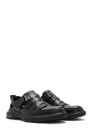 Erkek Siyah Deri Casual Sandalet | Derimod