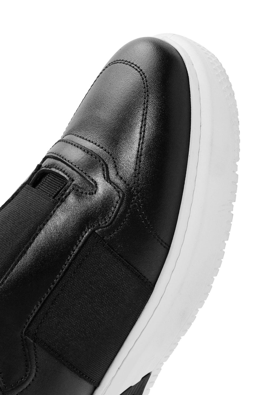 Erkek Siyah Bağcıklı Deri Sneaker