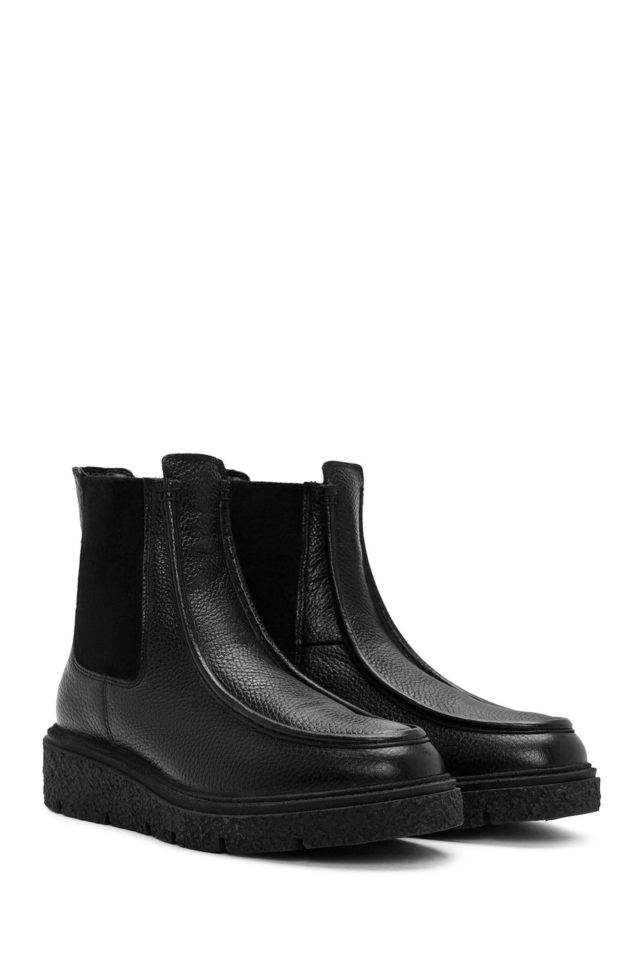 Women's Black Leather Chelsea Boots