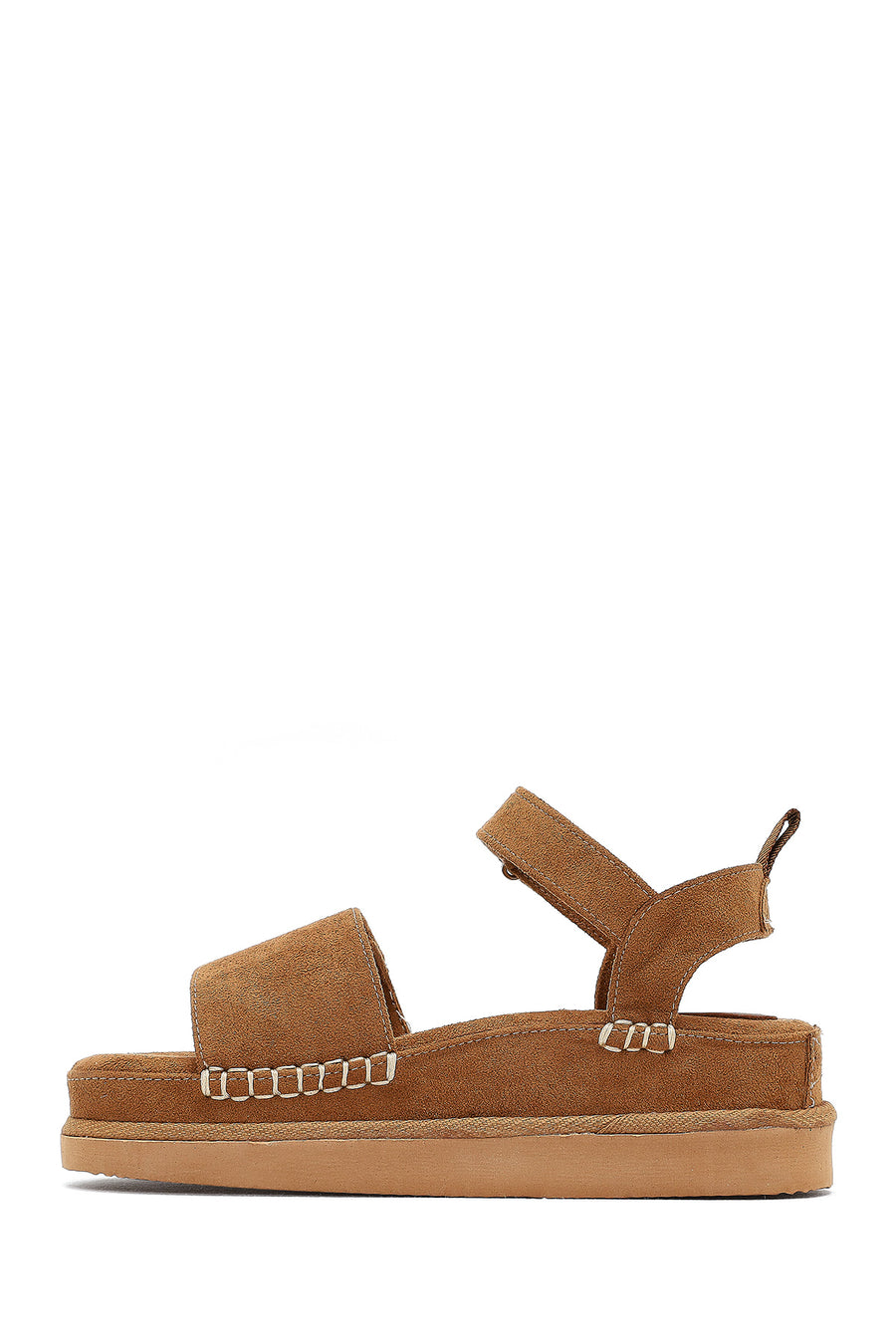 Women's Tan Thick-Soled Suede Sandals