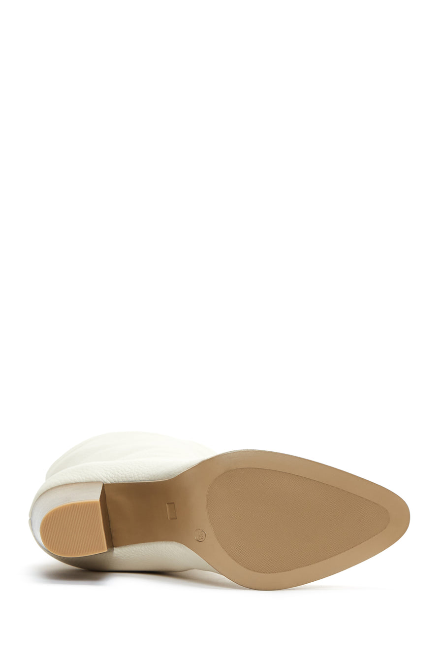 Women's Beige Heeled Leather Boots
