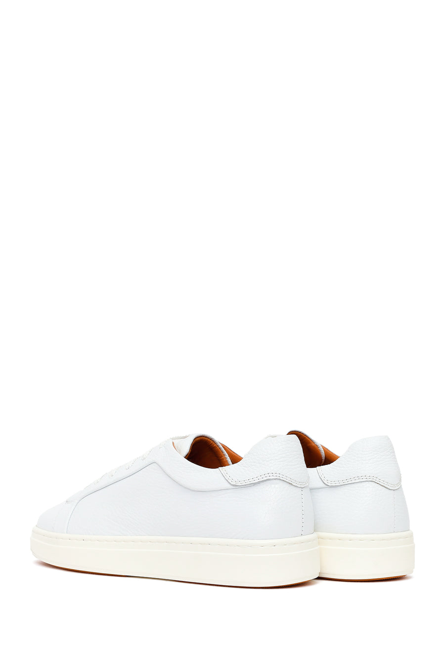 Erkek Beyaz Bağcıklı Deri Sneaker