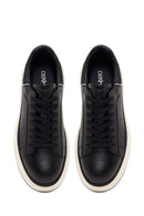 Erkek Siyah Kalın Tabanlı Deri Sneaker | Derimod