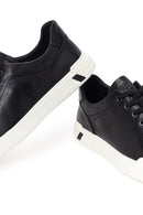 Erkek Siyah Bağcıklı Deri Sneaker | Derimod