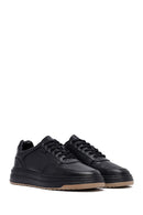 Erkek Siyah Bağcıklı Deri Sneaker | Derimod
