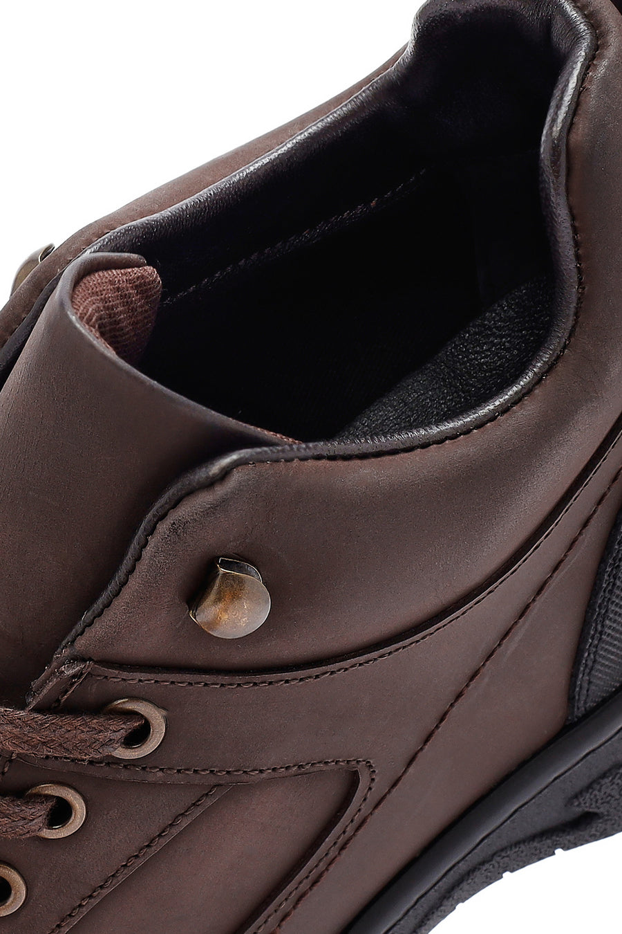 Male Brown Lace-up Nubuck Leather Boots